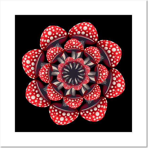 Red Mushroom Mandala Wall Art by DaveDanchuk